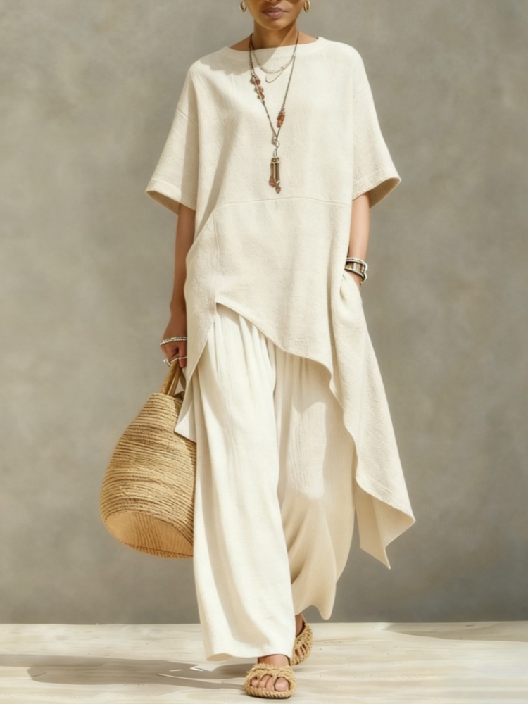 Summer Linen Clothing For Women - Damskie komplety spodni z bawełny i