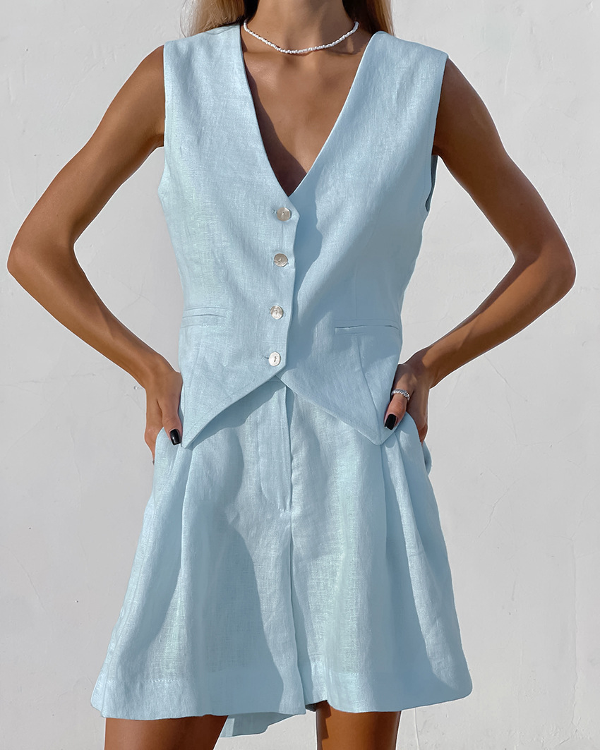 Summer Linen Clothing For Women - Zestaw damski na lato 2025: kamizelka