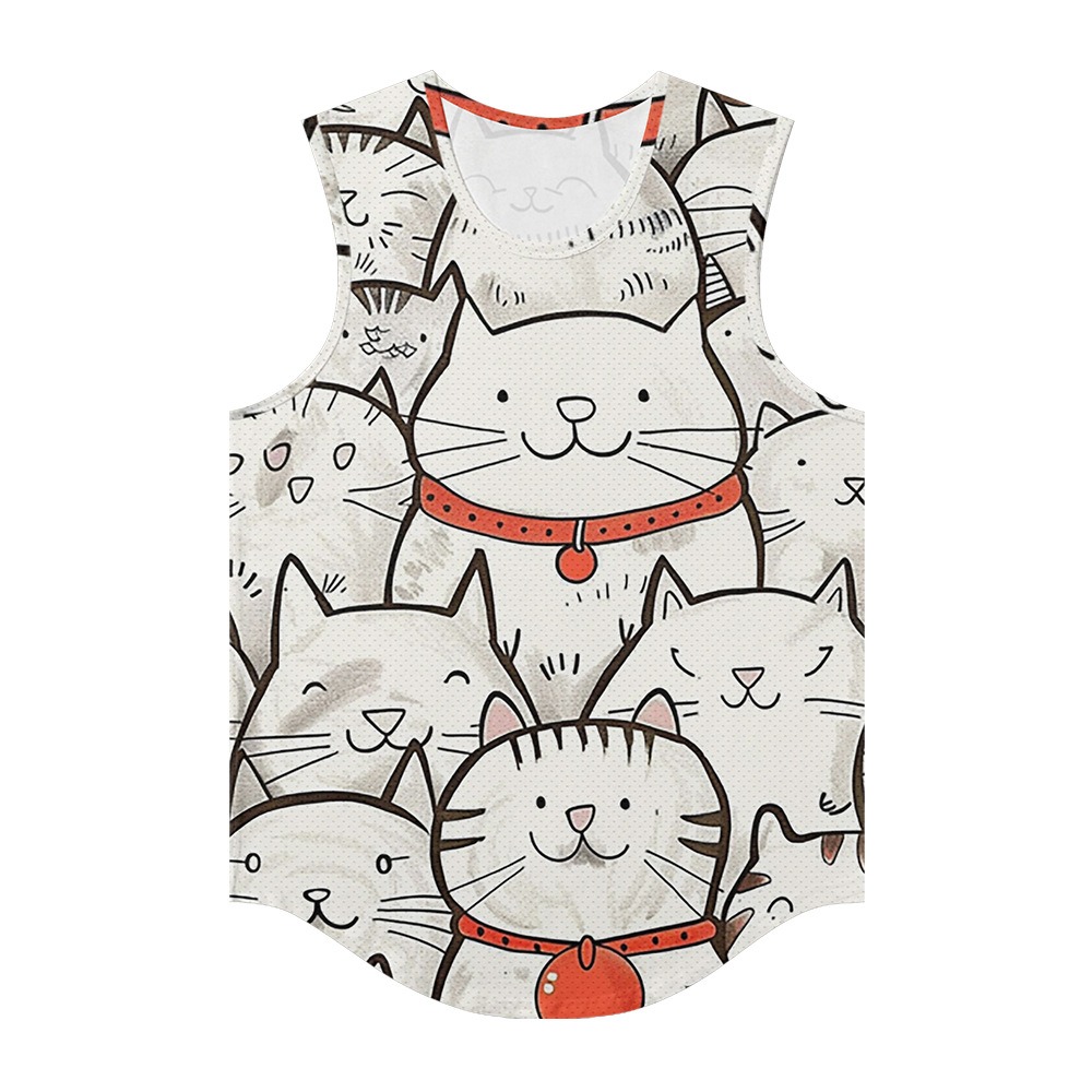 Summer Clothing Essentials Men - Kamizelki męskie Modne Kawaii Lucky Cats
