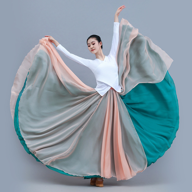 Summer Clothing Colors 2026 - Długa spódnica z szyfonu z dużym