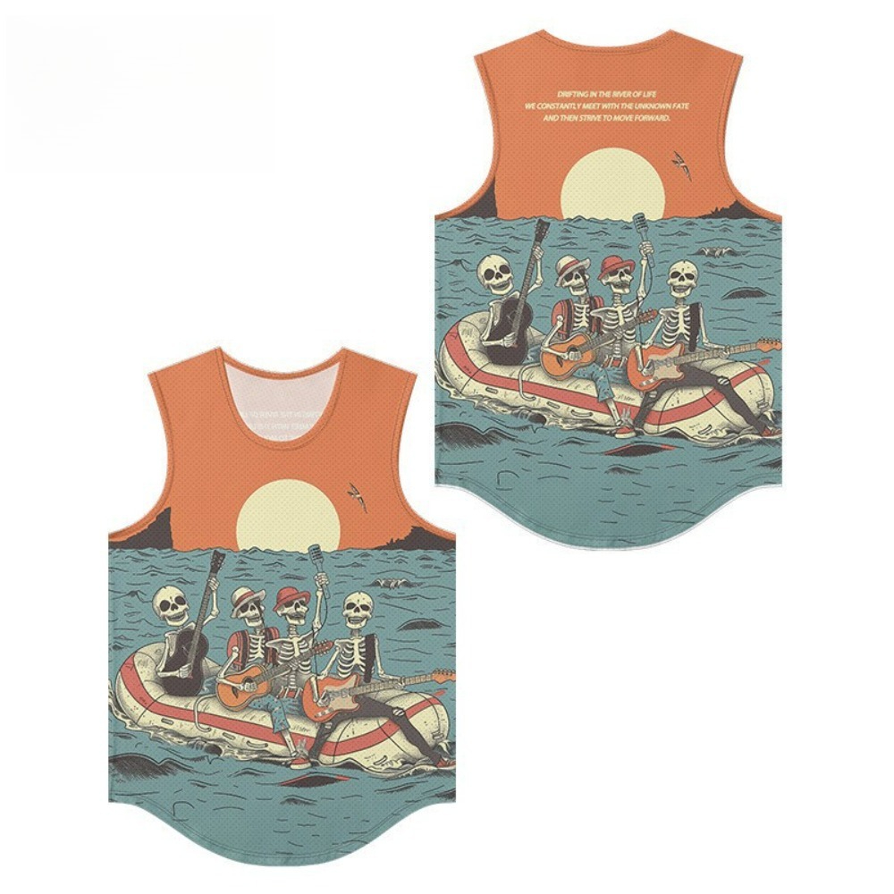 Summer Clothing Essentials Men - Męskie kamizelki z nadrukiem szkieletu, modne,