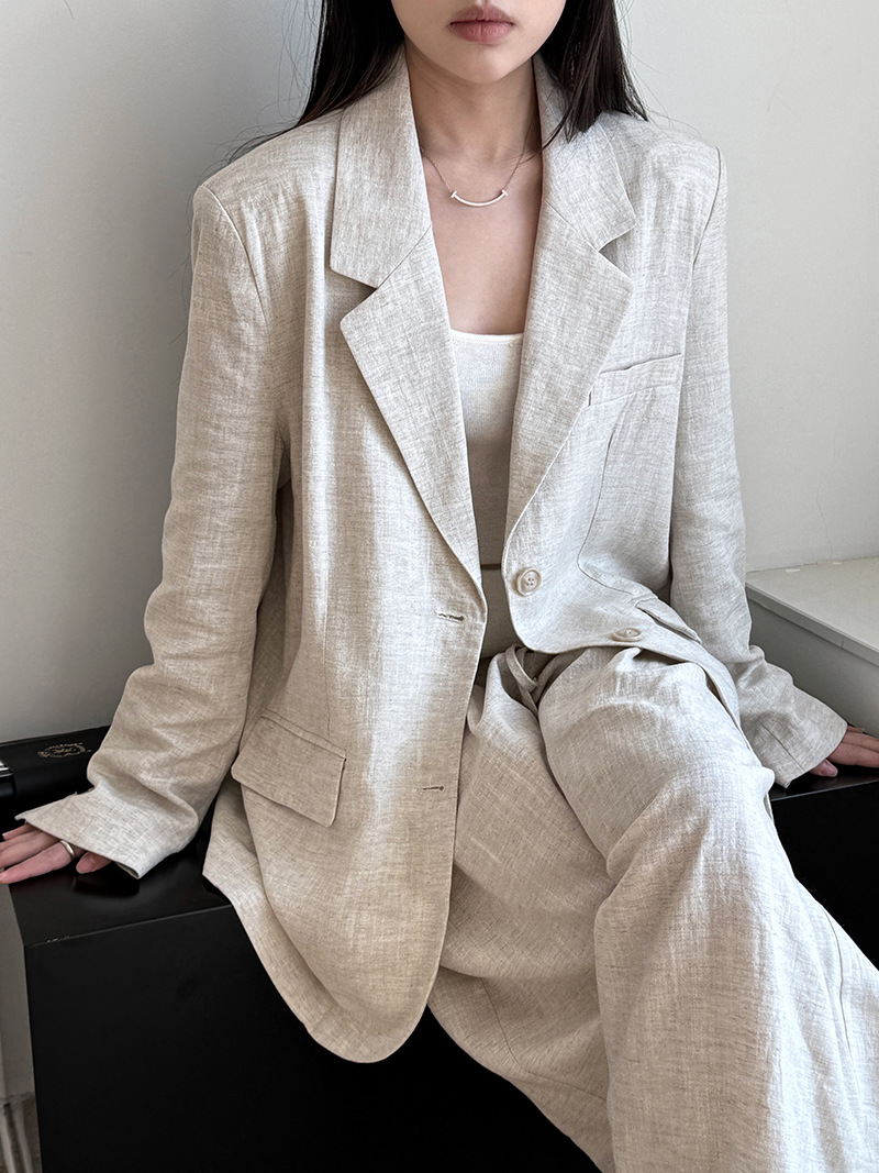 Summer Linen Clothing For Women - Jesienne Ekskluzywne Komplety Marynarek z Lnu