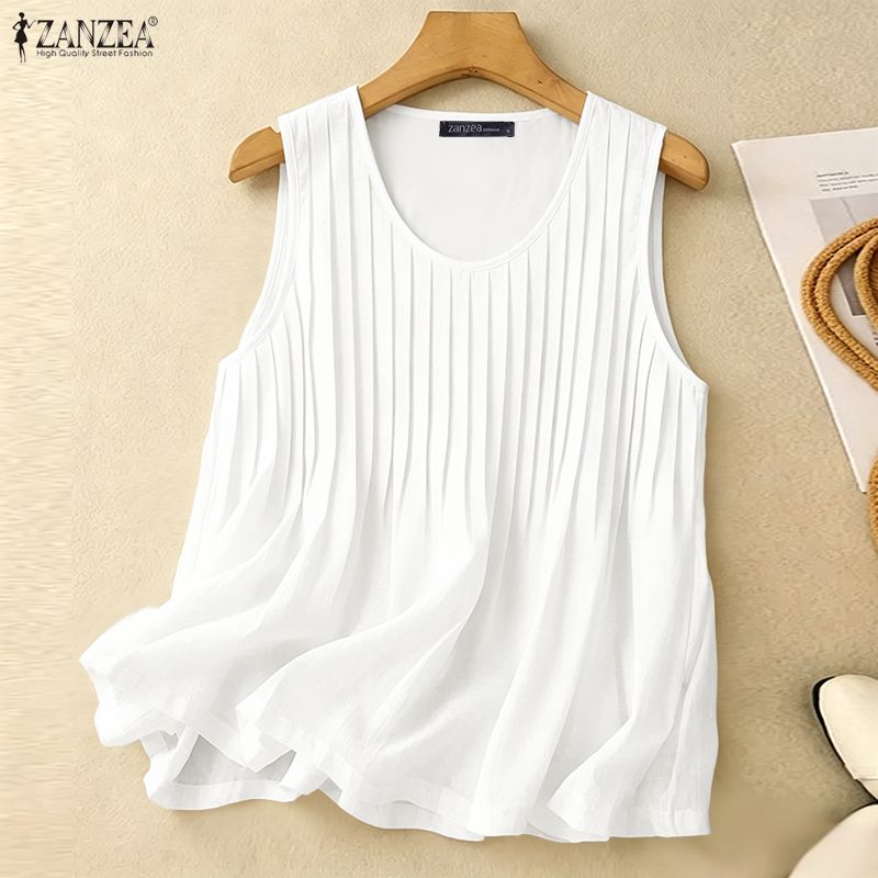 Summer Clothing Plus Size Women - ZANZEA Damska Letnia Bluzka na Ramiączkach