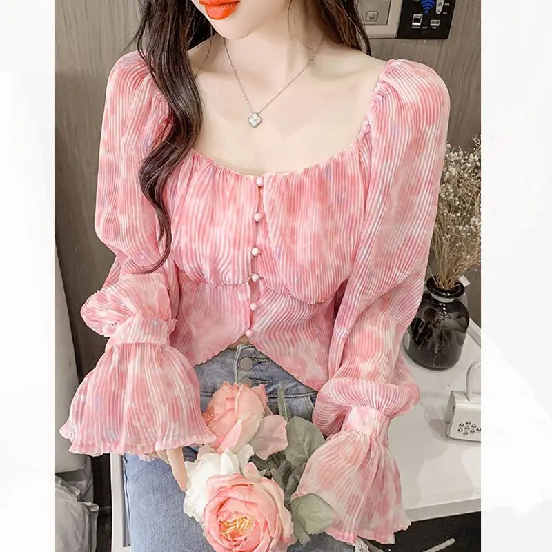 Crop Blouse Linen - Seksowna, urocza, słodka bluzka damska z