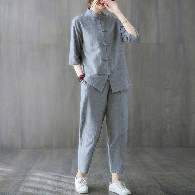 Summer Linen Clothing For Women - 2 szt. Damskie ubrania buddyjskie 2026