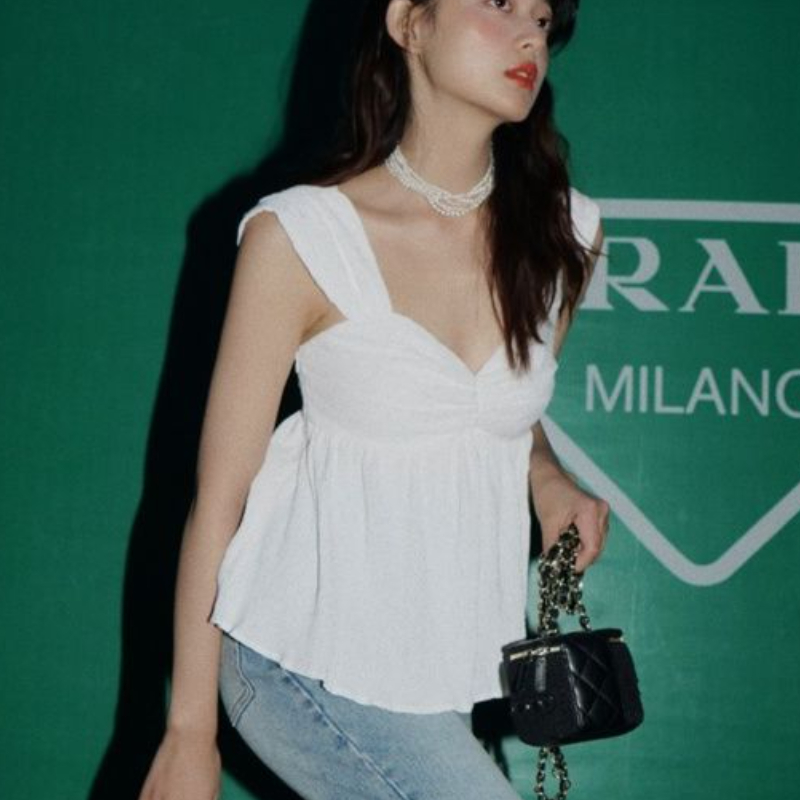 Bluzki bez rękawów Kobiety Bac – Crop Blouse Linen recenzja i cena