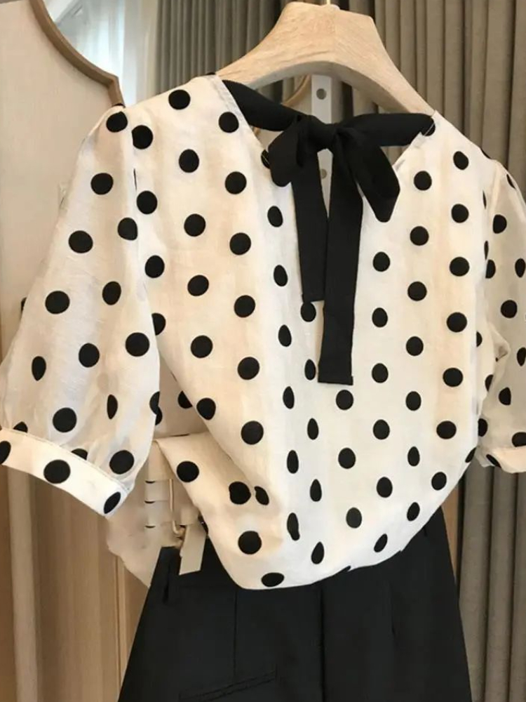 Bluzki w kropki damskie elegan – Summer Linen Clothing For Women recenzja i cena