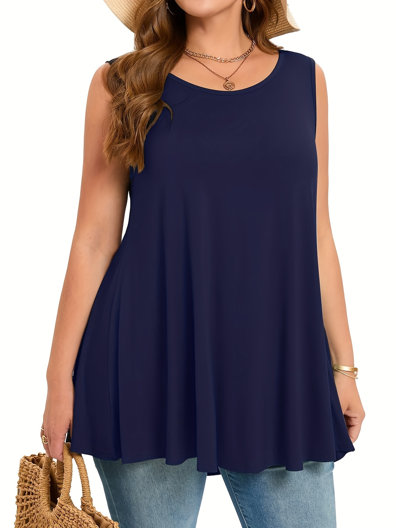 Plus Size Simple Solid Tank To – Summer Clothing Plus Size Women recenzja i cena