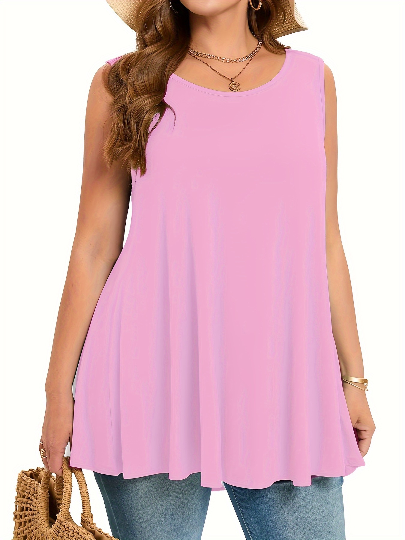 Plus Size Simple Solid Tank To – Summer Clothing Plus Size Women recenzja i cena