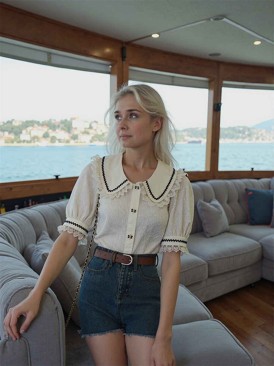 Urocze koronkowe bluzki dziewc – Crop Blouse Linen recenzja i cena