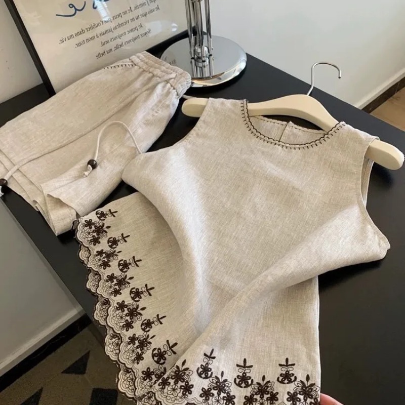 Prosty komplet damski w stylu  – Summer Linen Clothing For Women recenzja i cena