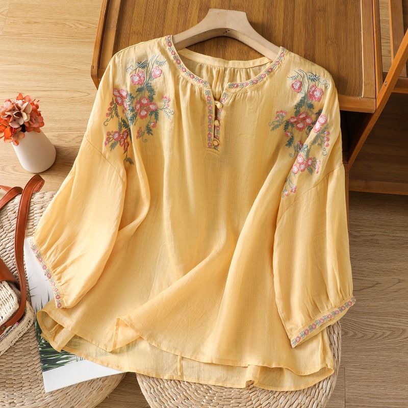 Damskie bluzki w stylu chiński – Summer Linen Clothing For Women recenzja i cena
