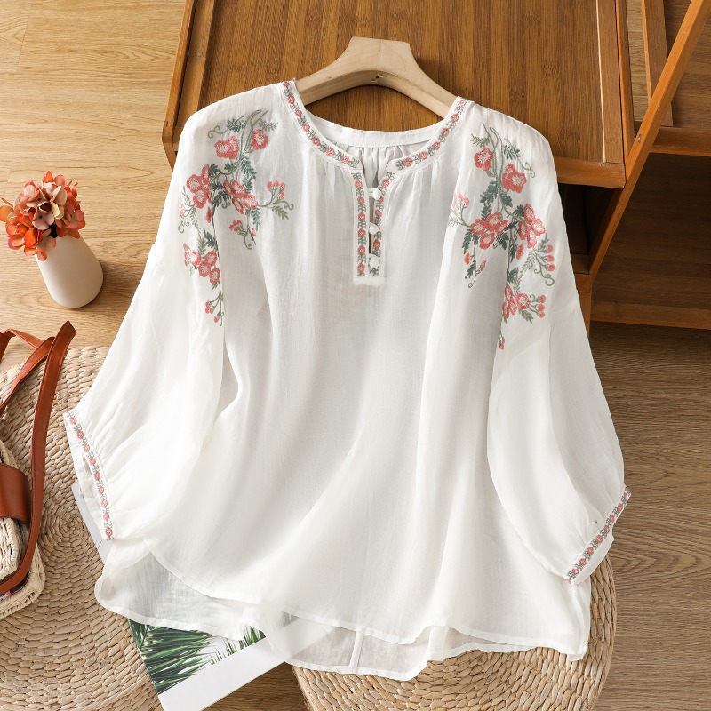 Damskie bluzki w stylu chiński – Summer Linen Clothing For Women recenzja i cena
