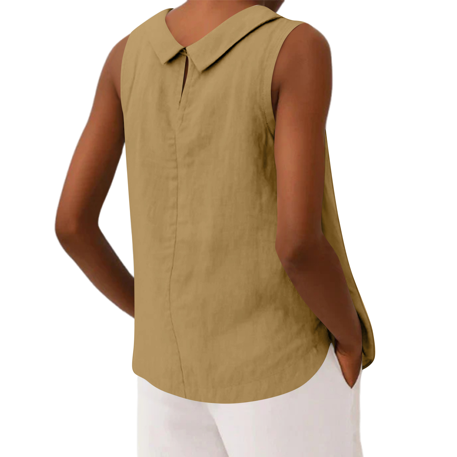 Koszulka bez rękawów, bluzka,  – Crop Blouse Linen recenzja i cena