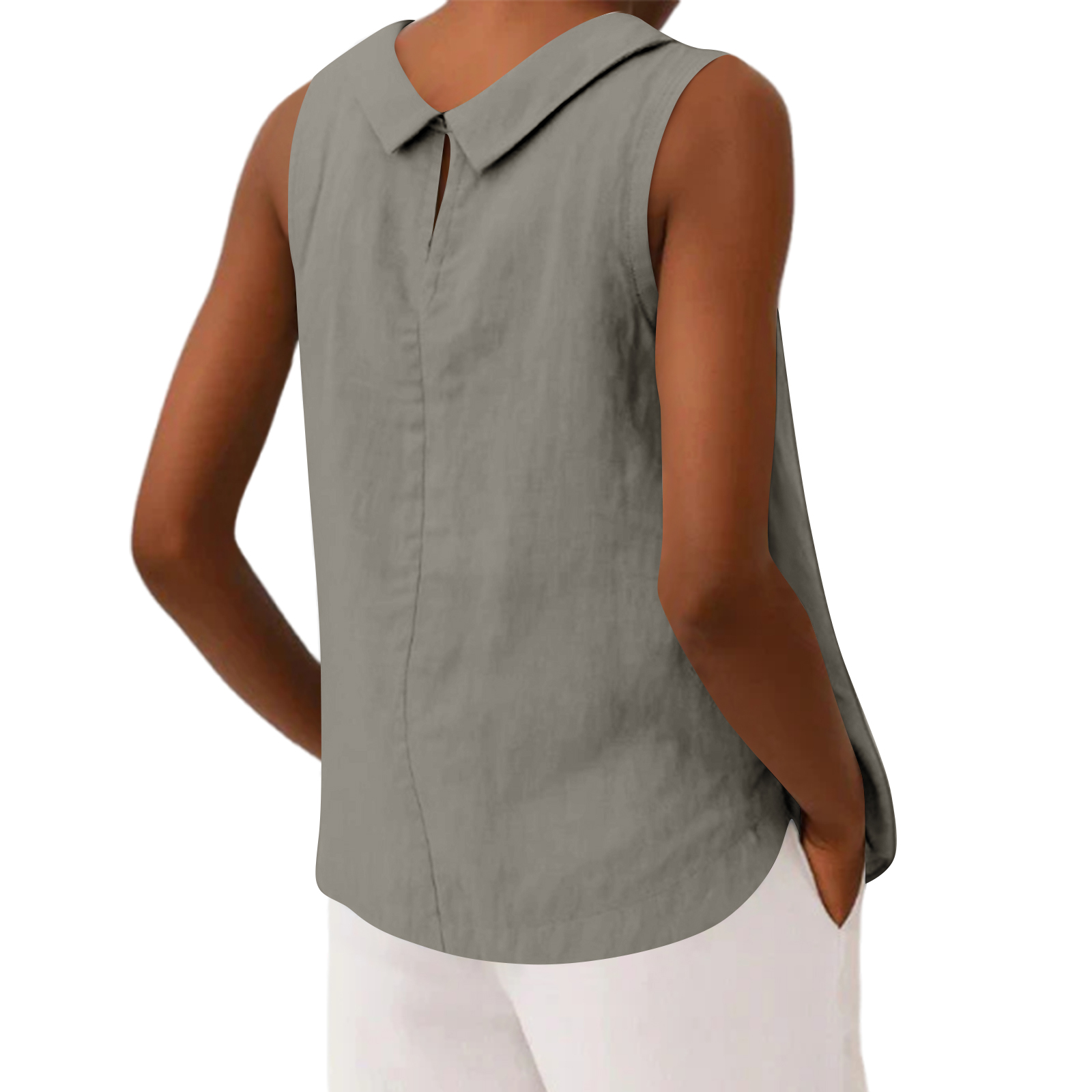 Koszulka bez rękawów, bluzka,  – Crop Blouse Linen recenzja i cena