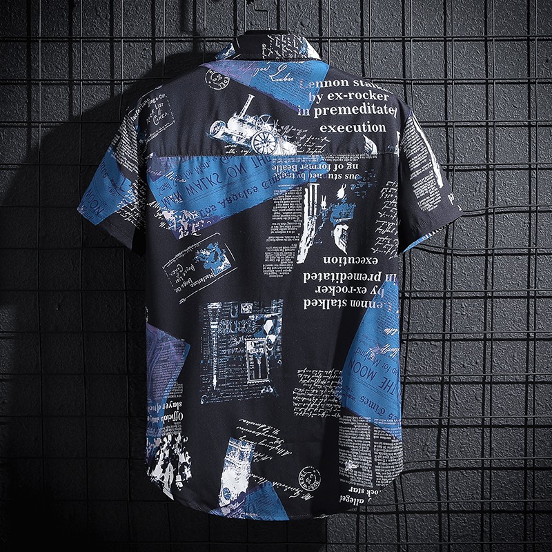Koszula z nadrukiem gazety, ko – Summer Clothing Essentials Men recenzja i cena
