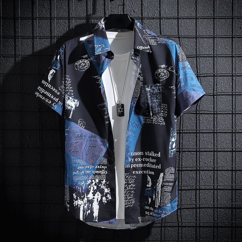 Koszula z nadrukiem gazety, ko – Summer Clothing Essentials Men recenzja i cena