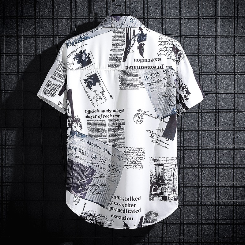 Koszula z nadrukiem gazety, ko – Summer Clothing Essentials Men recenzja i cena