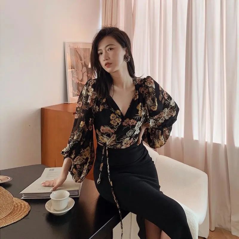 Japan Style Vintage Floral Blo – Crop Blouse Linen recenzja i cena