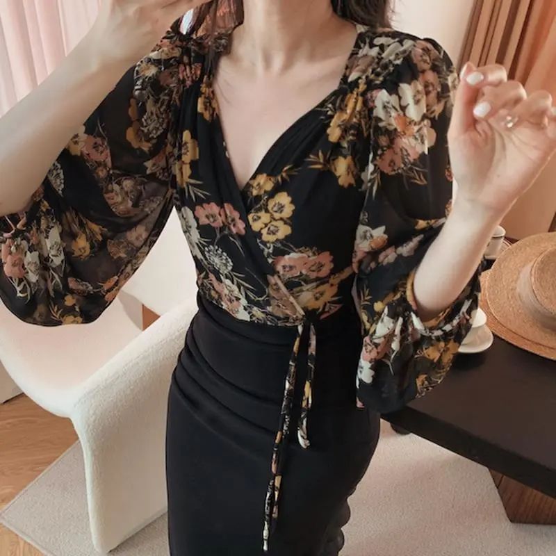 Japan Style Vintage Floral Blo – Crop Blouse Linen recenzja i cena