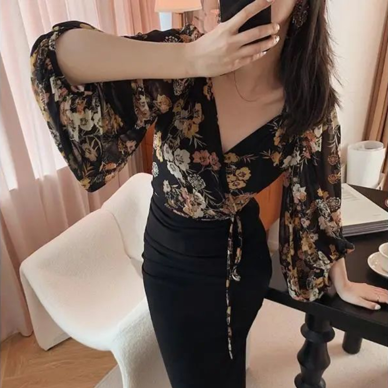Japan Style Vintage Floral Blo – Crop Blouse Linen recenzja i cena