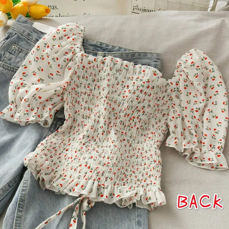 Bluzki koszule damskie kwiatow – Crop Blouse Linen recenzja i cena