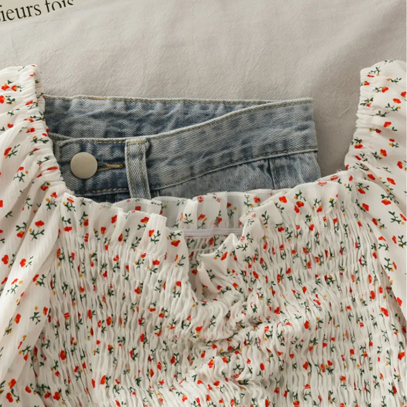 Bluzki koszule damskie kwiatow – Crop Blouse Linen recenzja i cena