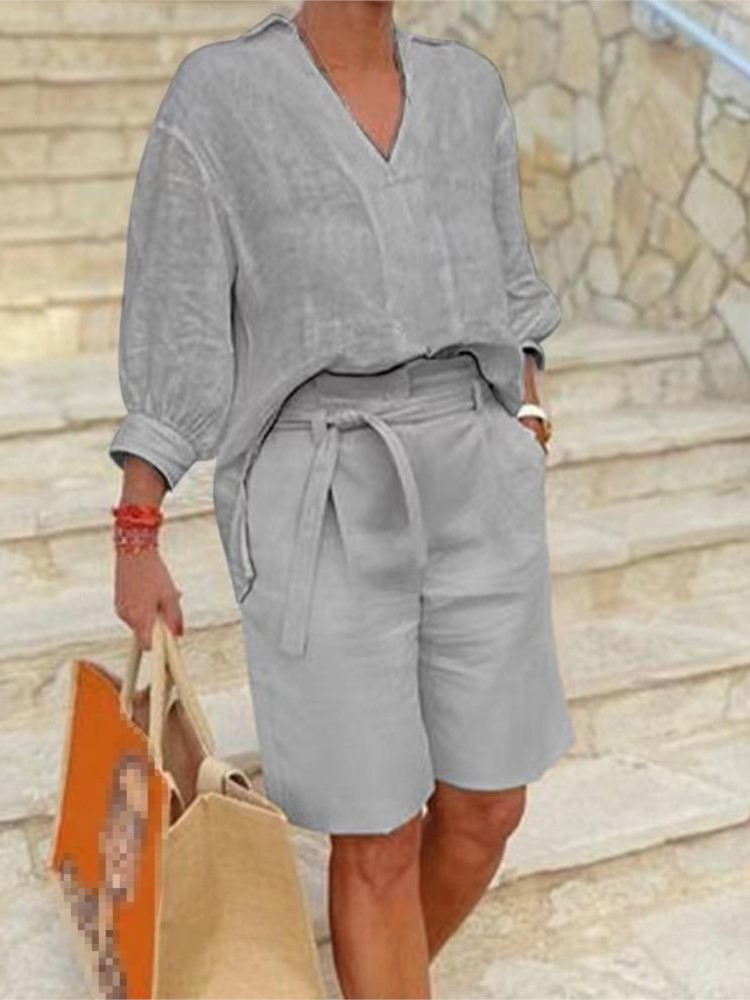 Garnitury damskie Elegancki dw – Summer Linen Clothing For Women recenzja i cena