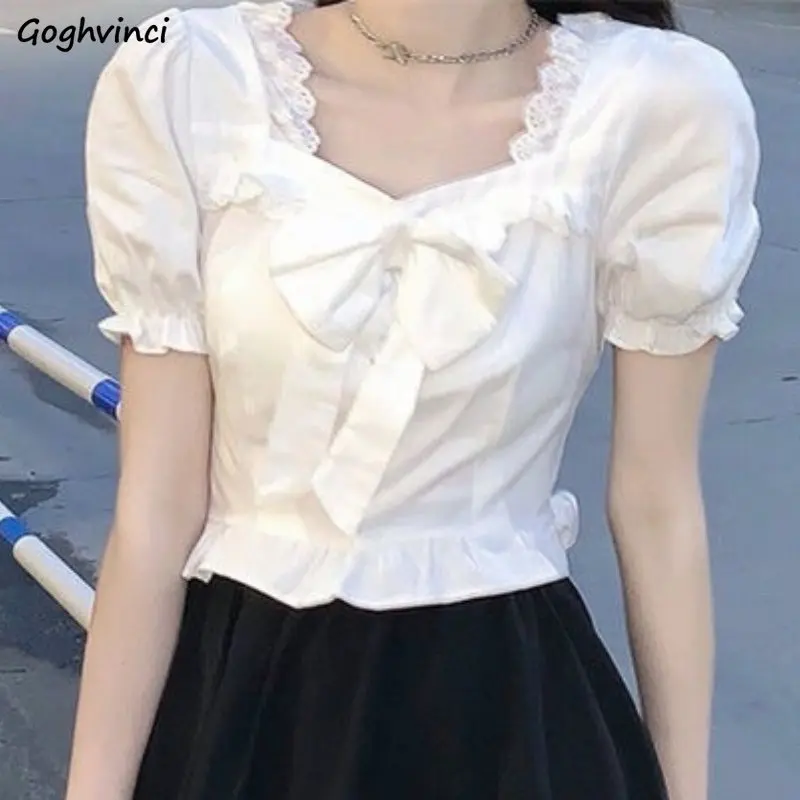 White Blouses Women Bow Design – Crop Blouse Linen recenzja i cena
