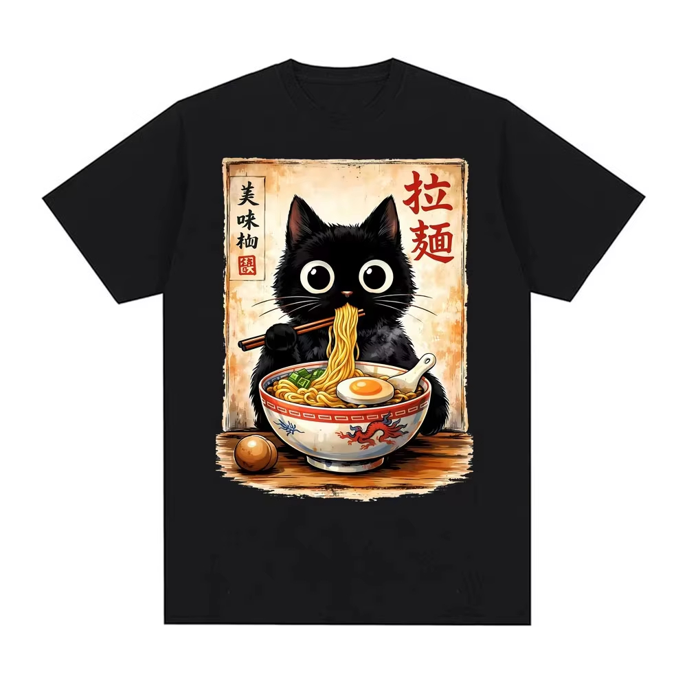 Koszulka 2026 Kawaii Ramen Cat – Summer Clothing Essentials Men recenzja i cena