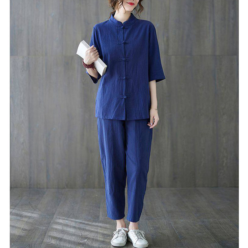 2 szt. Damskie ubrania buddyjs – Summer Linen Clothing For Women recenzja i cena
