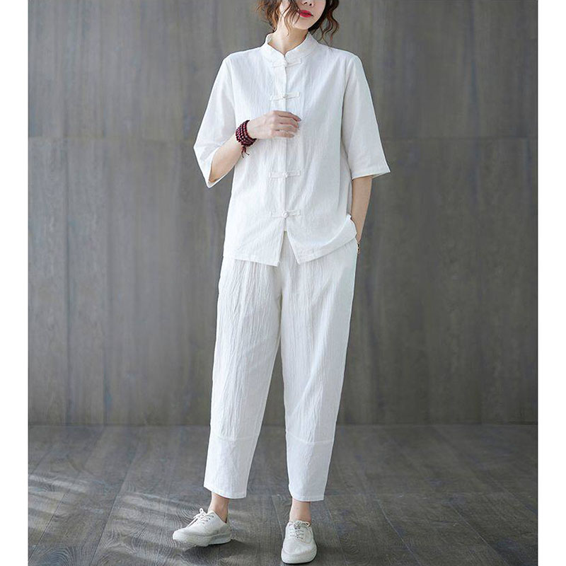 2 szt. Damskie ubrania buddyjs – Summer Linen Clothing For Women recenzja i cena