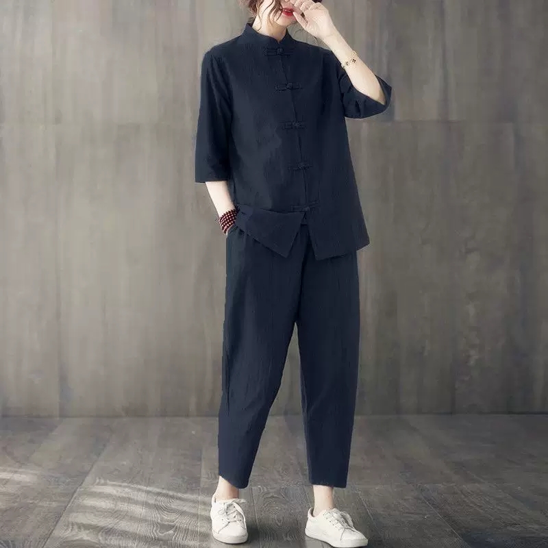 2 szt. Damskie ubrania buddyjs – Summer Linen Clothing For Women recenzja i cena