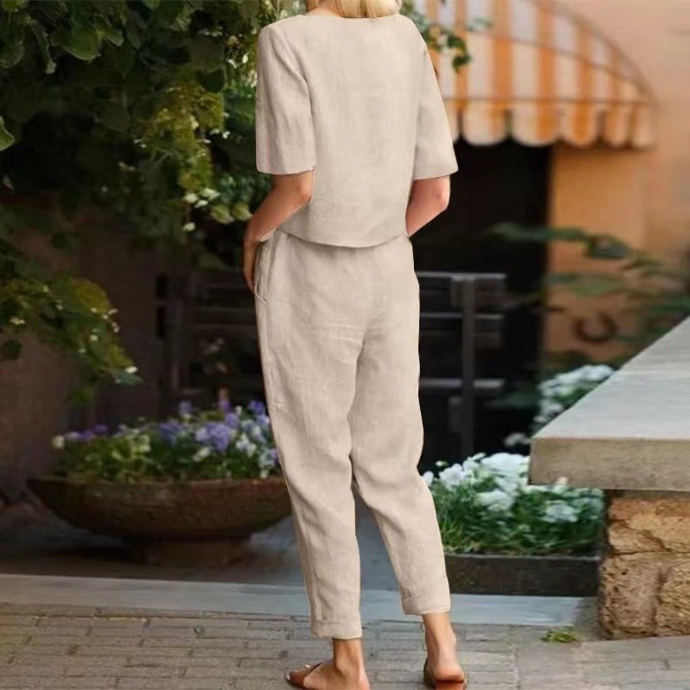 Damski komplet z bawełny i lnu – Summer Linen Clothing For Women recenzja i cena