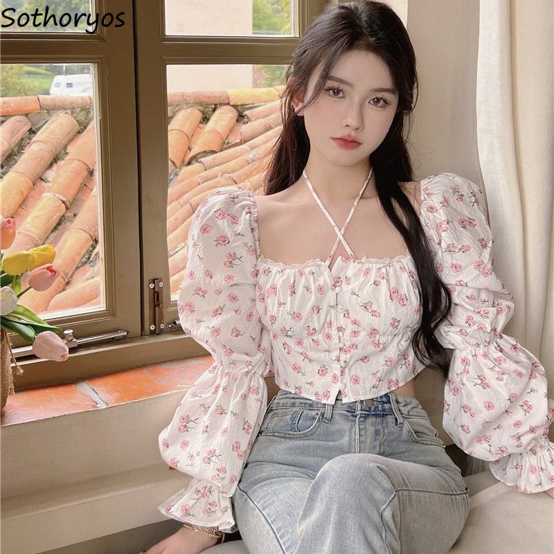 Kwiatowa bluzka damska Puff Sl – Crop Blouse Linen recenzja i cena