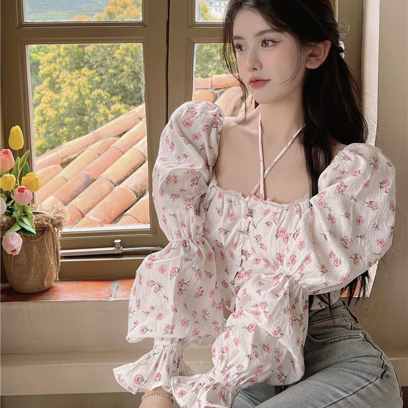 Kwiatowa bluzka damska Puff Sl – Crop Blouse Linen recenzja i cena