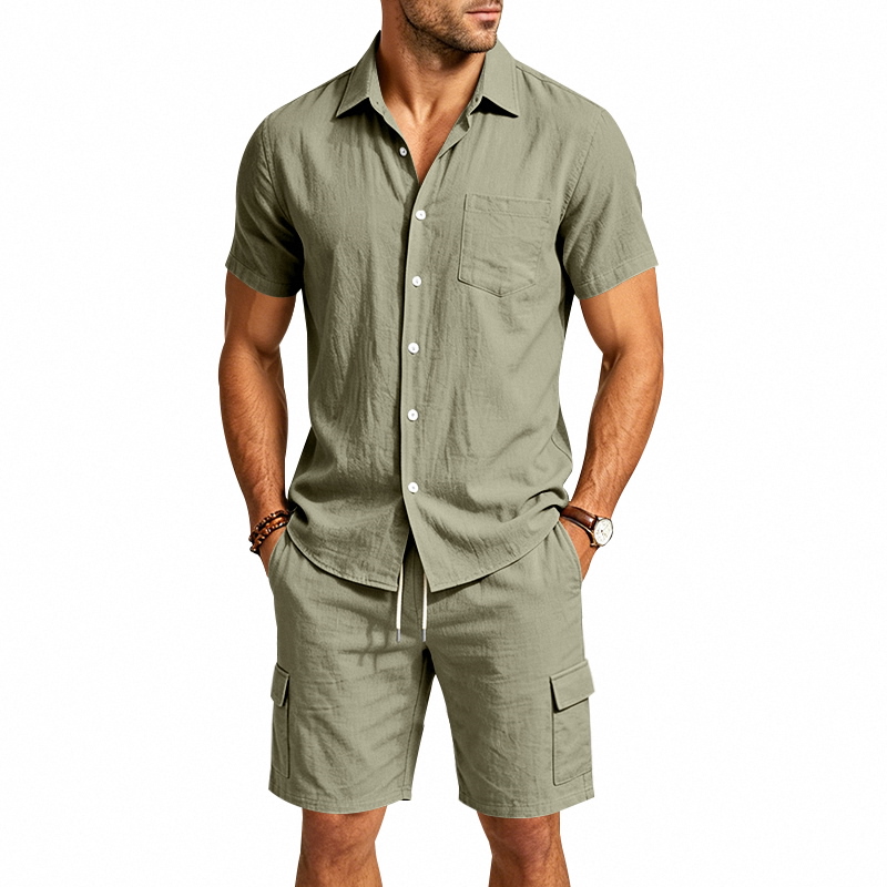 Męski letni lniany dwuczęściow – Summer Clothing Mens recenzja i cena