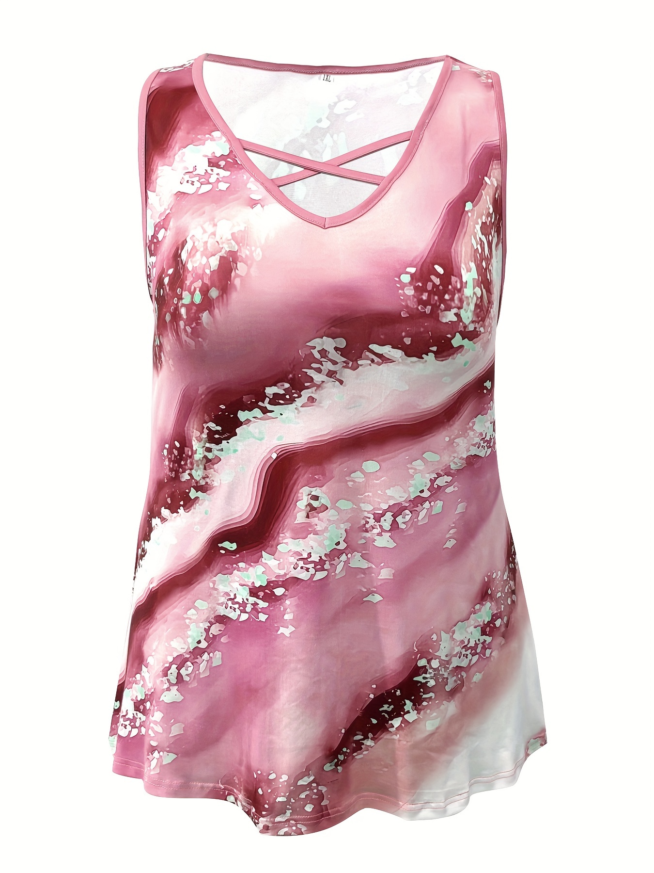 Plus Size Marble Print Tank To – Summer Clothing Plus Size Women recenzja i cena